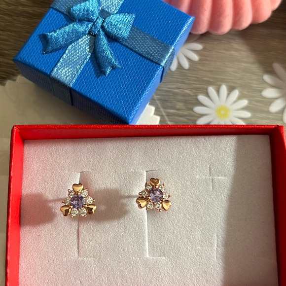 Alexandrite Earrings 18KGP NEW - Picture 1 of 9